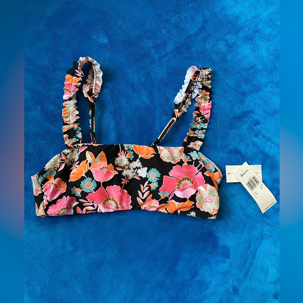 Raisins Floral Print Tulum Bikini Top Juniors M Multicolored Clasp Back Closure